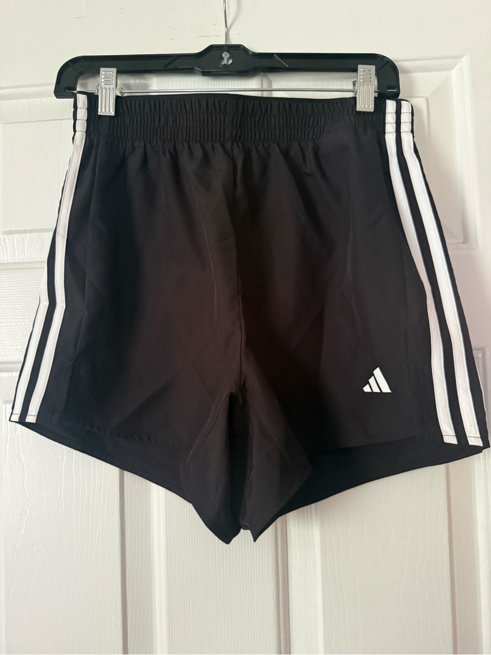 Adidas Black Shorts with White Side Stripes- Women’s small